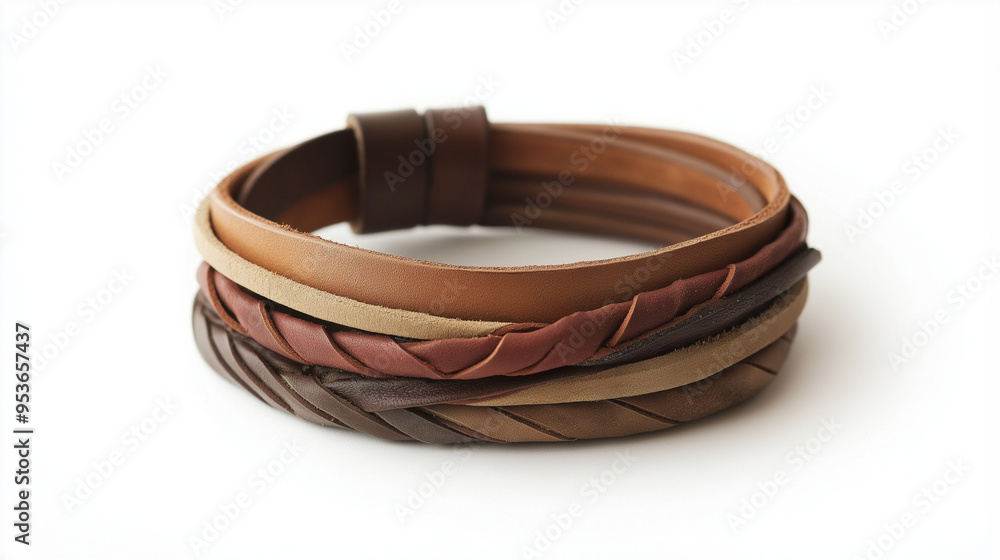 Leather Ring with Unique Design on a Flat Background Leather Ring with Unique Design on a Flat Background