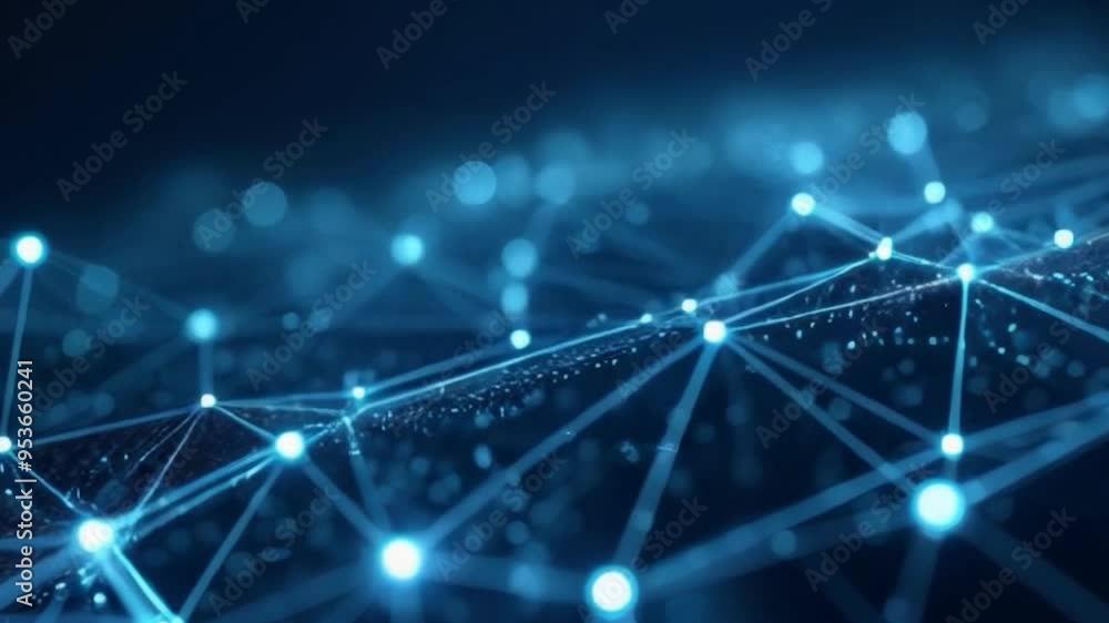 digital network connection lines dots blue background technology concept smooth motion video digital network connection lines dots blue background technology concept smooth motion video
