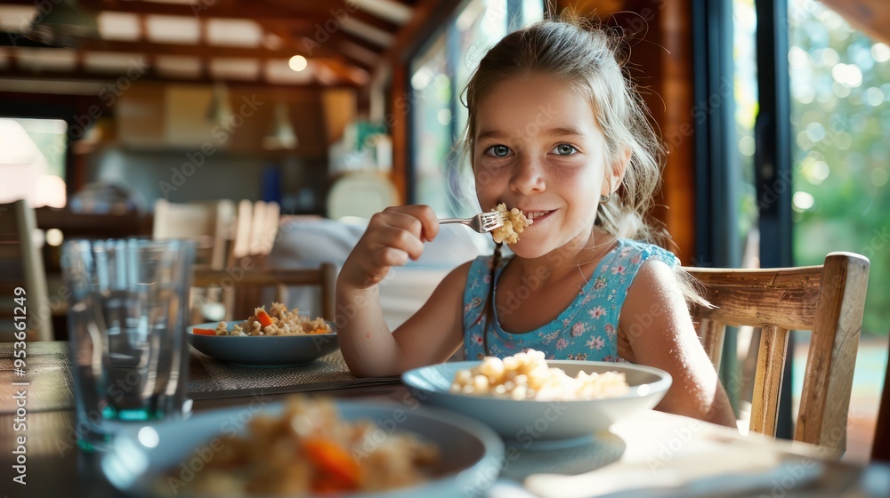 Little Girl Enjoying a Meal Little Girl Enjoying a Meal