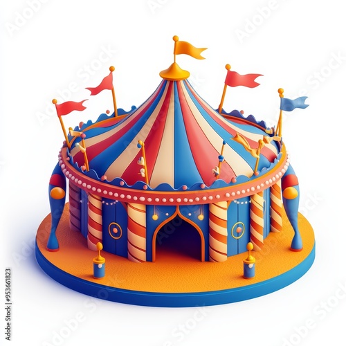 Isometric Illustration of 3d circus room interior icon