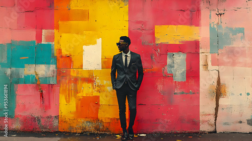 A man in a suit standing in...