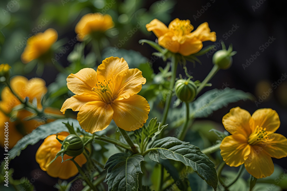 Vibrant Yellow Tomato Flowers Blooming in Early Summer Perfect Backdrop for Copy Space Image