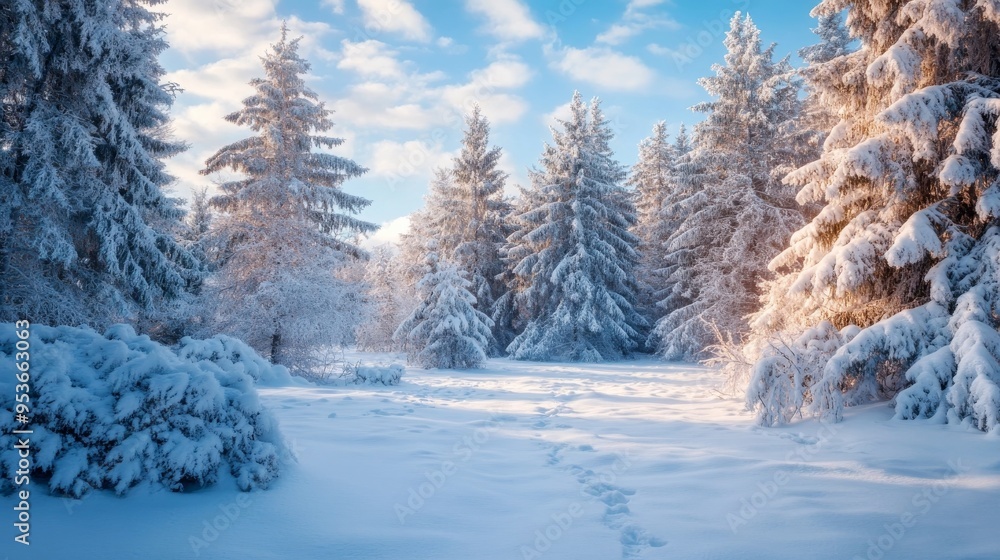 Frozen trees in snowy forest. Frozen trees in snowy forest.