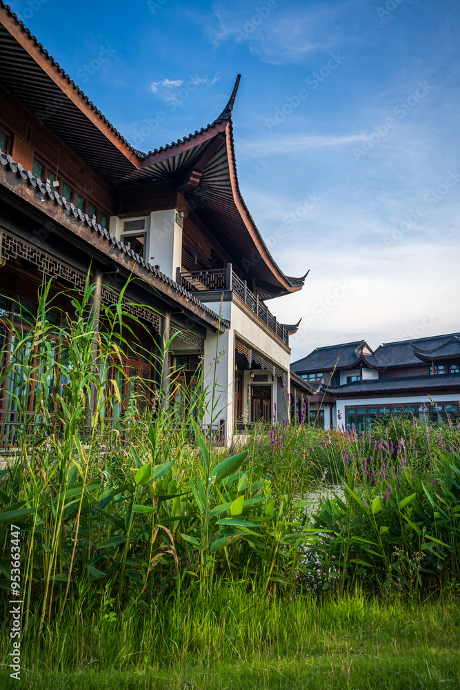 Serene Traditional Asian Building and Garden Serene Traditional Asian Building and Garden