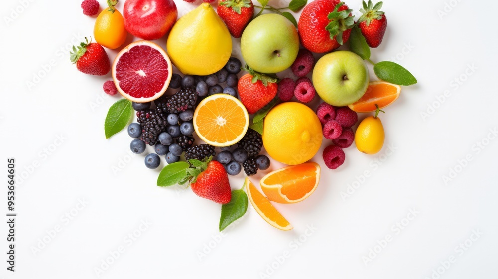 Flat lay composition with citrus fruits, leaves and flowers on white background. Neural network ai generated art Flat lay composition with citrus fruits, leaves and flowers on white background. Neural network ai generated art