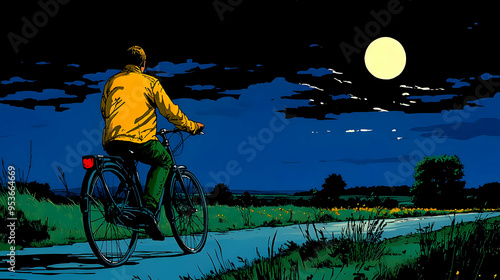 A man rides his bicycle dow...