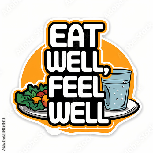 eat well, feel well, motivation quote for daily positivity, lettering, typography, isolated on white background