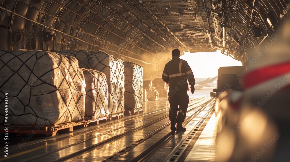 Emergency supply chain logistics by air, showcasing rapid deployment of essential supplies in response to urgent situations Emergency supply chain logistics by air, showcasing rapid deployment of essential supplies in response to urgent situations