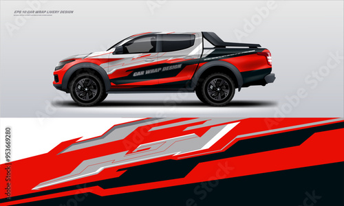 Sporty pick up truck car wrap livery design ready print decal fit on universal pick up truck vehicles