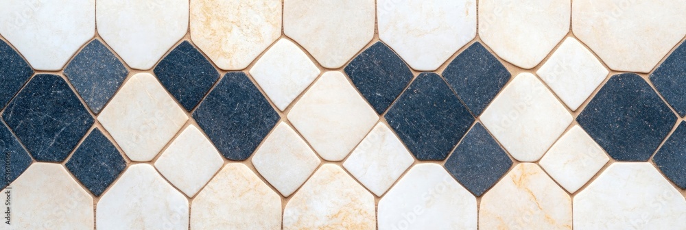A checkered tile floor with black and white tiles. The tiles are worn and have a vintage look A checkered tile floor with black and white tiles. The tiles are worn and have a vintage look