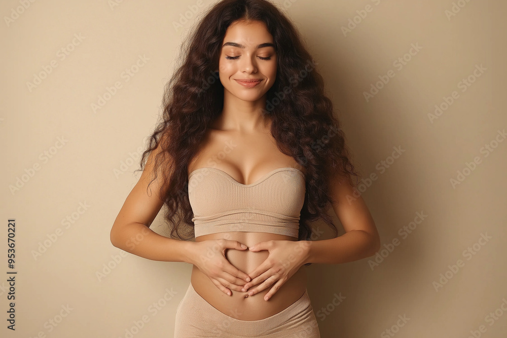 Healthy tummy of pregnant woman making heart shape with hand. Healthy tummy of pregnant woman making heart shape with hand.