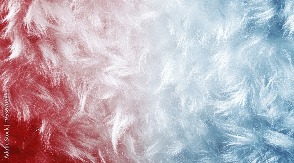 A gradient of fluffy texture blending red, white, and blue tones, creating a soft, cosy, and inviting appearance with a smooth, seamless transition between warm and cool hues. A gradient of fluffy texture blending red, white, and blue tones, creating a soft, cosy, and inviting appearance with a smooth, seamless transition between warm and cool hues.