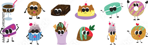 set of dessert character