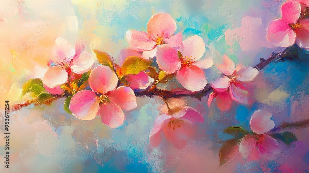 Apple branch blooms brightly. Apple branch blooms brightly.