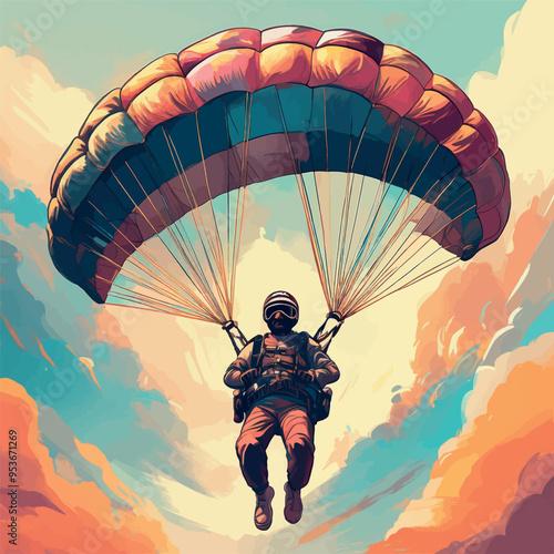 illustration of black man parachuting