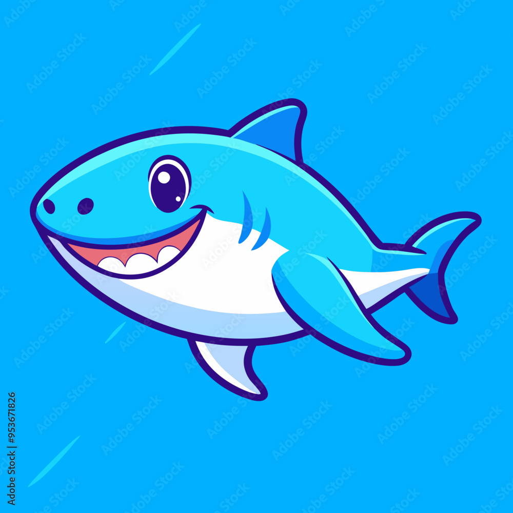Fototapeta premium Cute shark illustration suitable for mascot sticker and tshirt design 