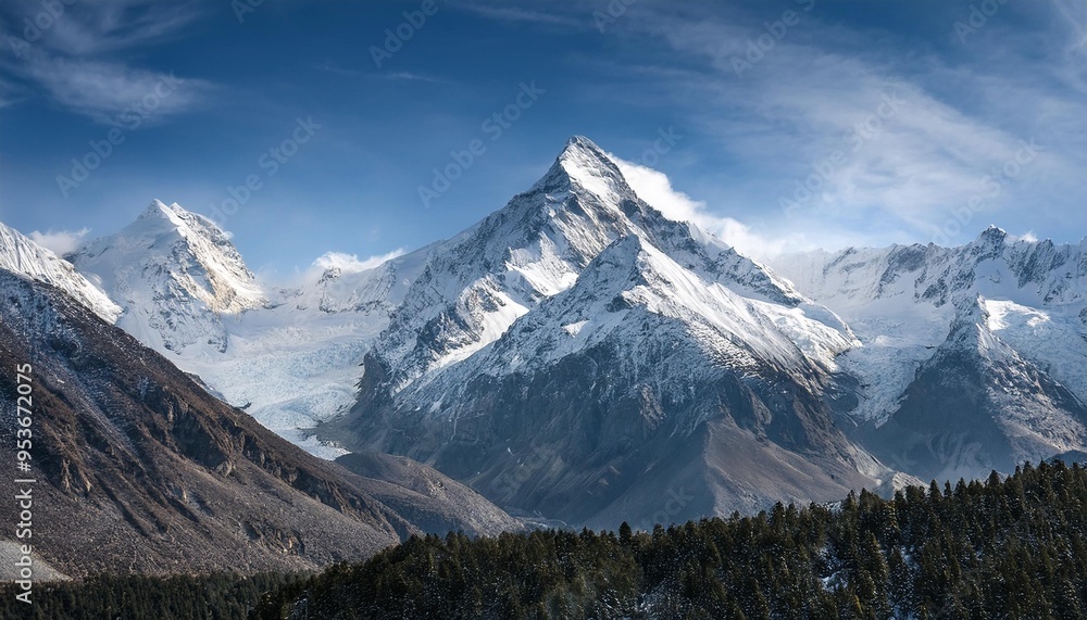 Fototapeta premium snowy mountain peaks suitable as cover or background