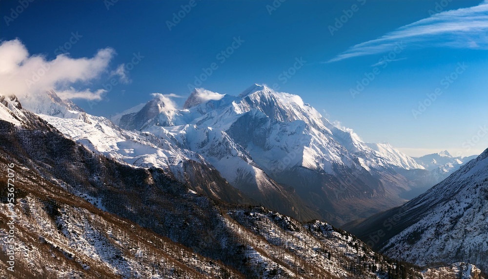 Fototapeta premium snowy mountain peaks suitable as cover or background