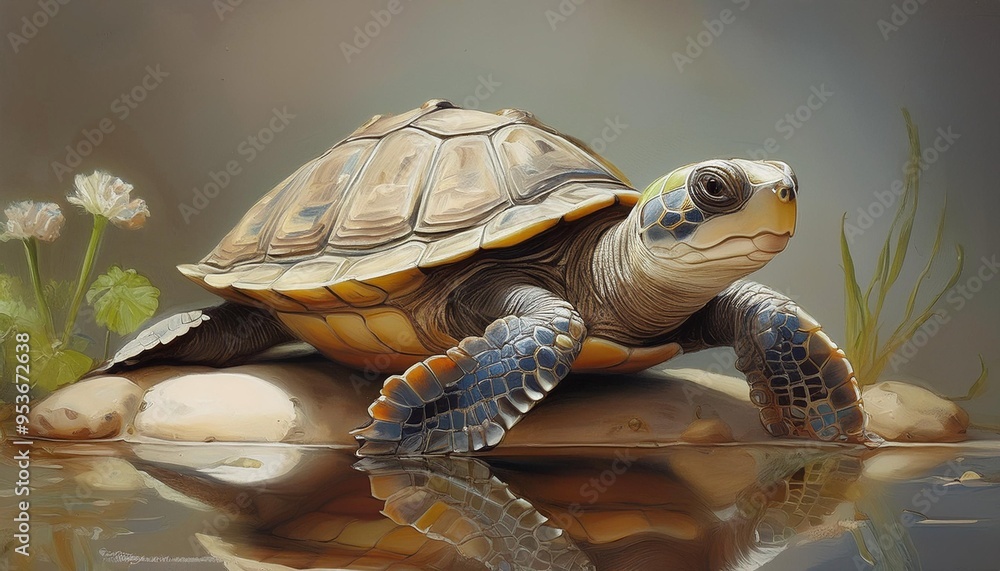 Naklejka premium turtle on the beach