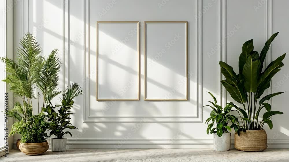 Creating a serene indoor space with potted plants and natural light in a minimalist room Creating a serene indoor space with potted plants and natural light in a minimalist room