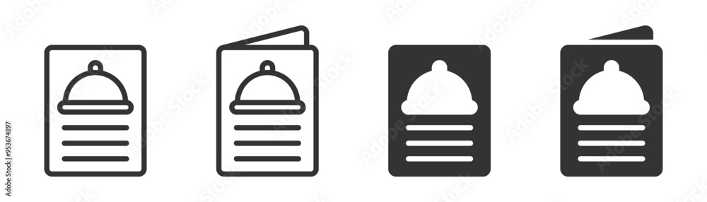 Vector icons of a restaurant menu in various styles, including outline and filled. Perfect for food, dining, and app designs. Vector icons of a restaurant menu in various styles, including outline and filled. Perfect for food, dining, and app designs.