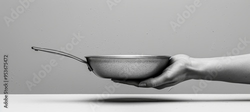 Isolated stainless steel cooking pan on a white background for culinary and kitchen use photo