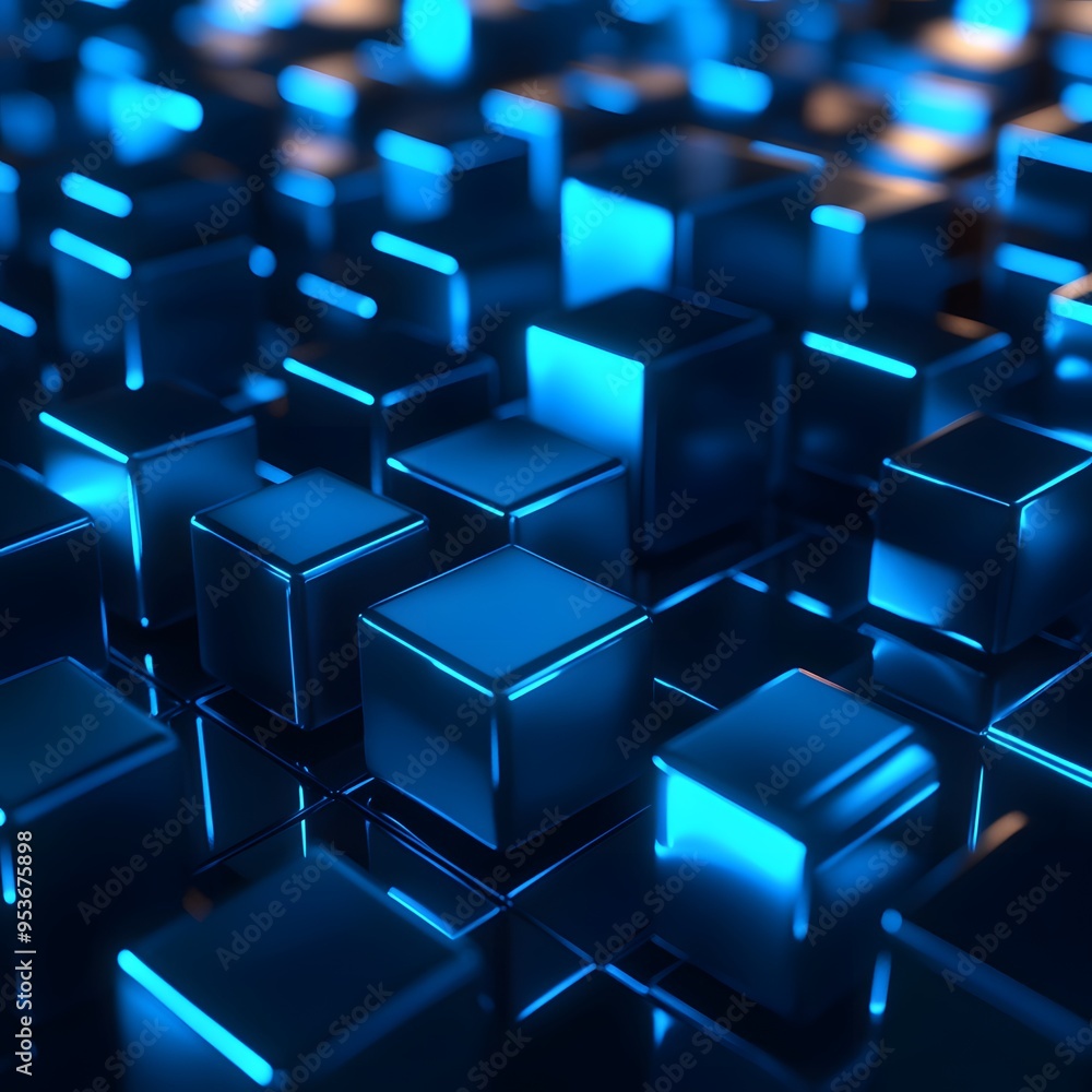 Abstract background with blue cubes. Abstract background with blue cubes.