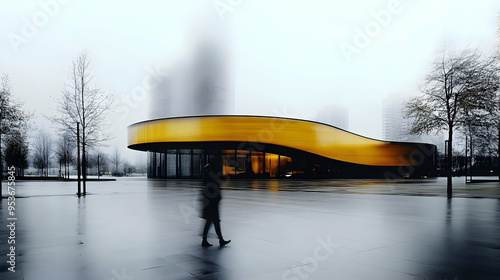 A person walks by a large, ...