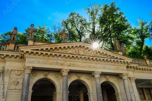 Mill Colonnade Mlynska Kolonada Neo Renaissance Exterior in Karlovy Vary, Carlsbad, Czech Republic