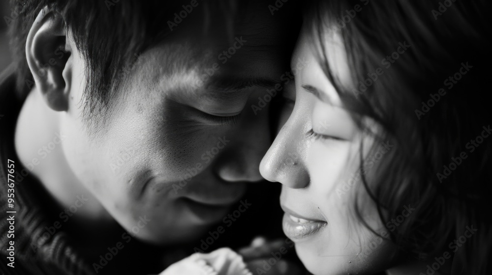 Couple in close embrace sharing a moment of affection. Couple in close embrace sharing a moment of affection.