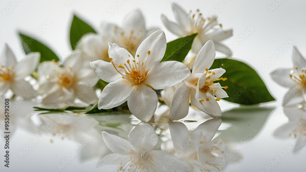 Obraz premium Jasmine flowers on white background