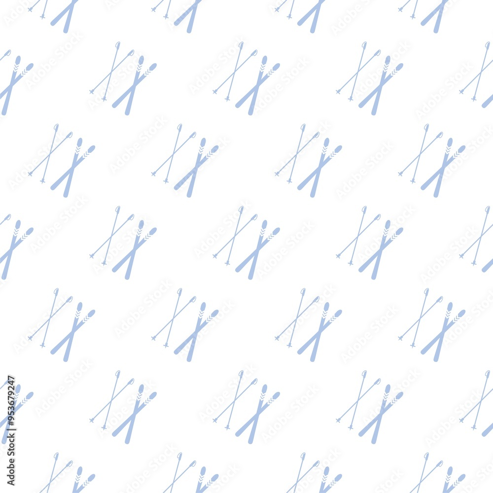 Ski and sticks icon isolated seamless pattern on white background Ski and sticks icon isolated seamless pattern on white background