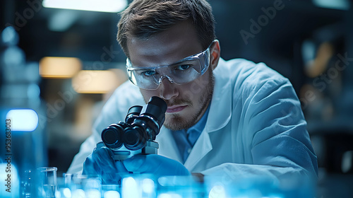 A scientist in a lab coat e...