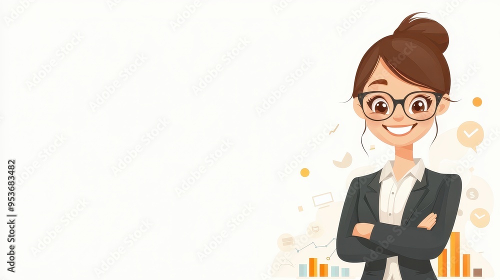 A confident businesswoman smiling with a professional outfit, showcasing her personality against a clean, minimalistic background. A confident businesswoman smiling with a professional outfit, showcasing her personality against a clean, minimalistic background.
