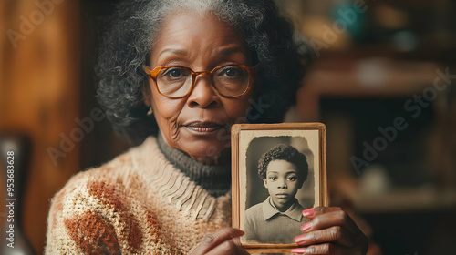 A senior woman holding a ph...