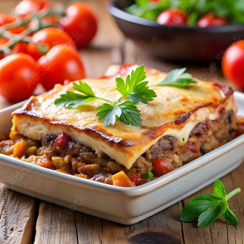 lasagna with tomato and basil