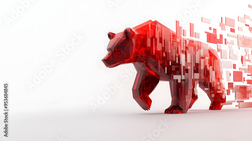 A 3D depiction of digital red bear market symbols isolate on white background photo