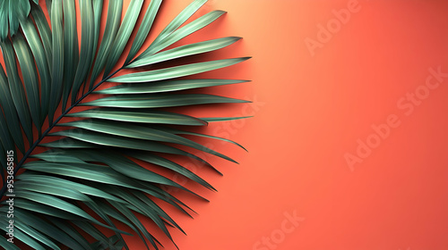 A single green palm leaf ag...