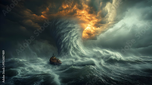 A small boat bravely sails ...