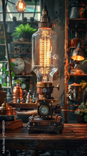 Antique electronic decorative lamp in factory