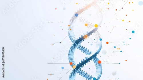 DNA helix with medical cross, clean lines, minimal flat design illustration on white background, copy space for stock photo with minimal concept, No logo, No Trademark, No text