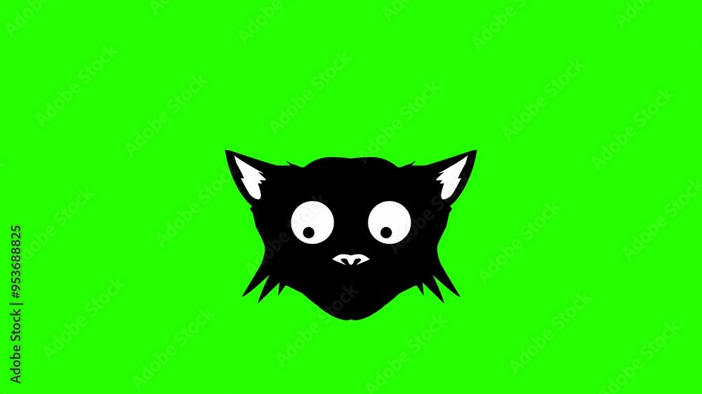 black cat with leering eyes animation on green screen black cat with leering eyes animation on green screen