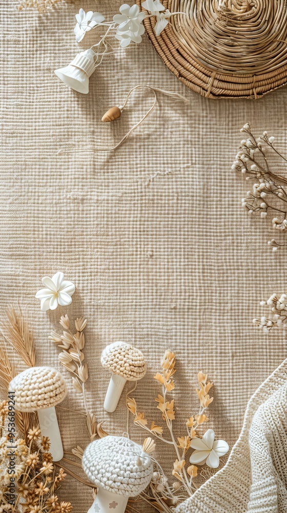 Baby background, newborn, bohemian nursery concept Baby background, newborn, bohemian nursery concept