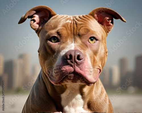 Pit bull dog outdoors photo