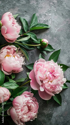 Fototapeta Naklejka Na Ścianę i Meble -  Blank wedding card mockup with pink peony flowers