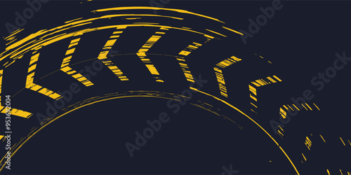 Tire trace track. Abstract wheels braking distances, tread silhouettes brushes. Isolated car or motorcycles vector trails.