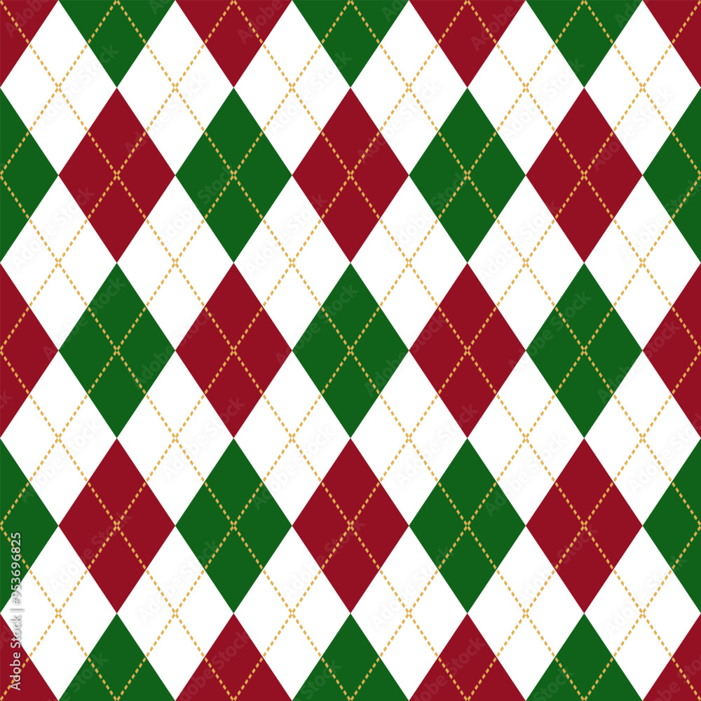 green red christmas argyle seamless vector pattern