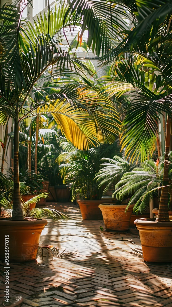 Palm trees in flower pots Palm trees in flower pots