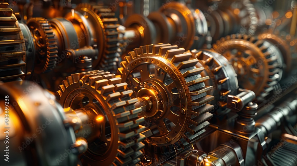 Perspective view of industrial engine gear wheel Perspective view of industrial engine gear wheel