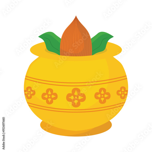 Decorative Kalash with coconut and mango leaf